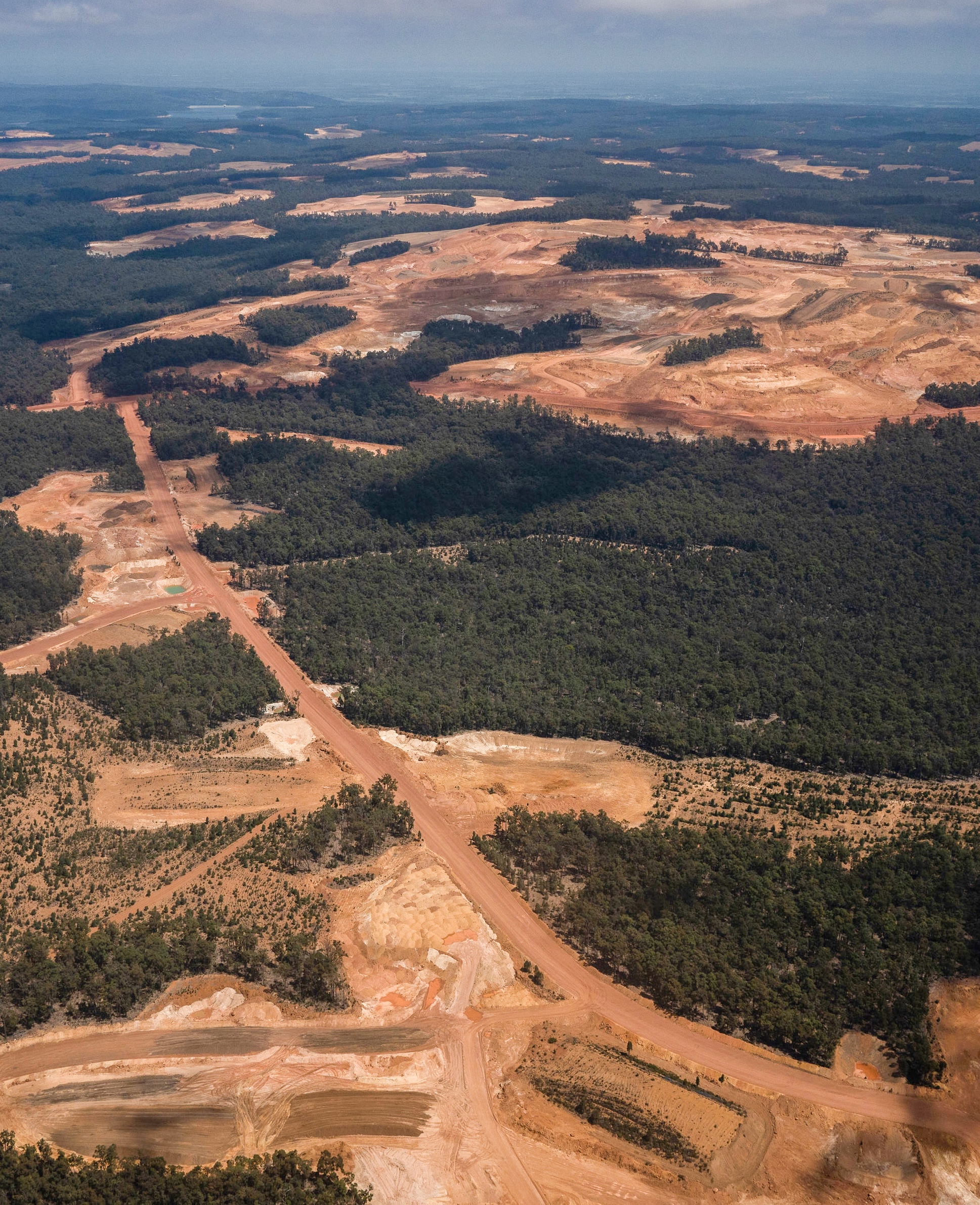 Aerial image of bauxite mining