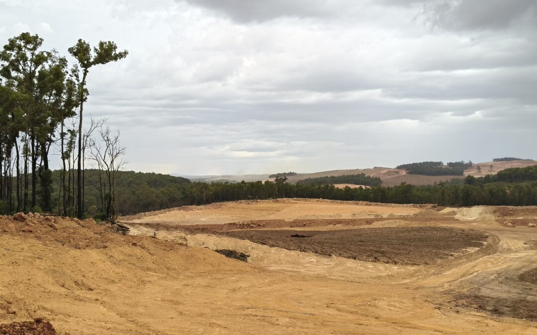 Alcoa's Myara mine. Jarrah trees can be seen to the left of the image surrounded by clearing.